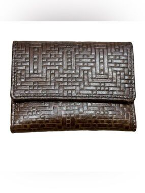 NWT - Will Leather Goods Embossed Leather Key Wallet Card Case Brown